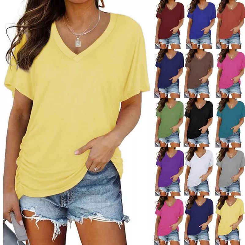 T-shirt couleur basique à manches courtes pour femme
