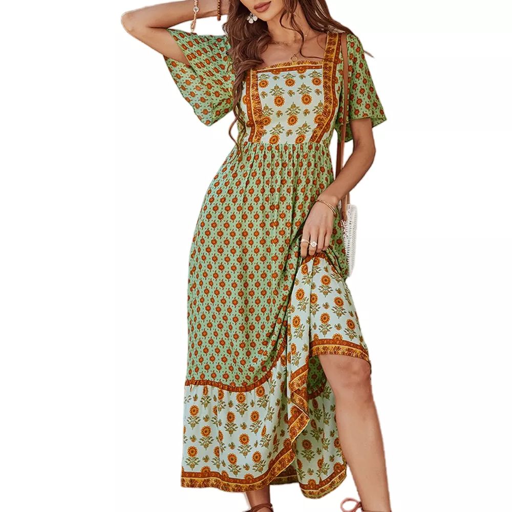 Robe longue style vacances à imprimé floral