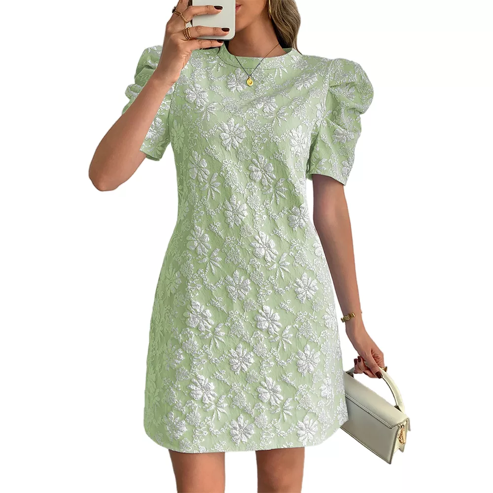 Floral Puff Sleeve Women Casual Elegant Mini Dress