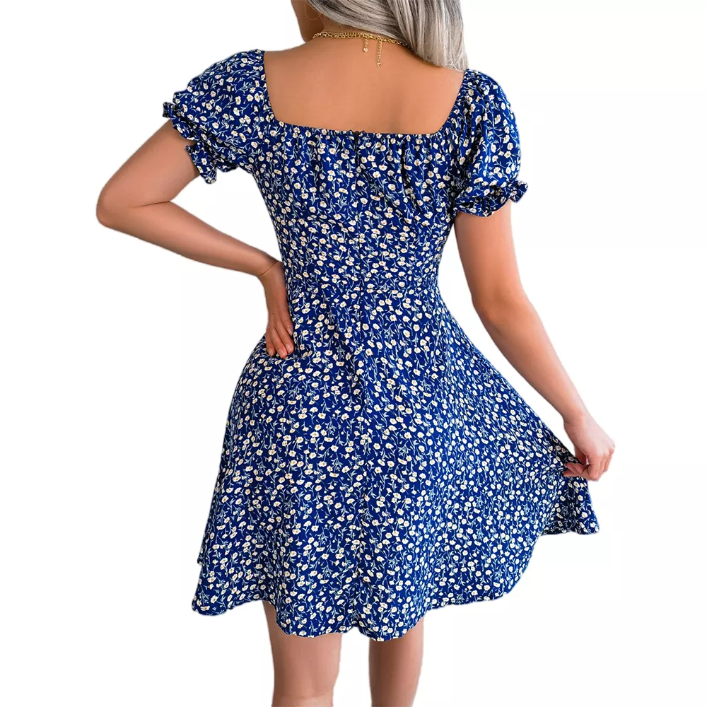 New Floral Square Neck Mini Dress