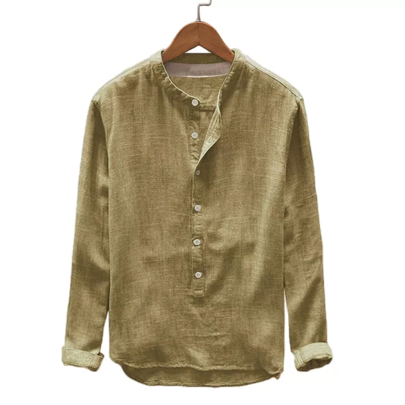 Chemise ample à manches longues de couleur unie