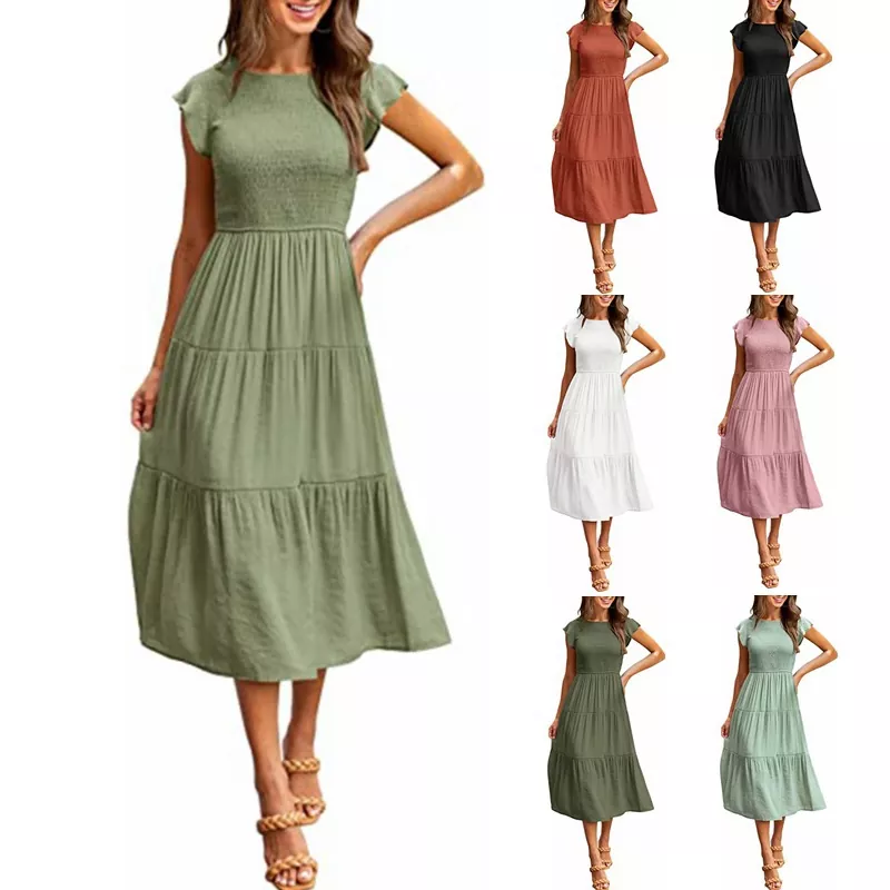 Petite robe à manches volantes pour robe maxi pour femmes