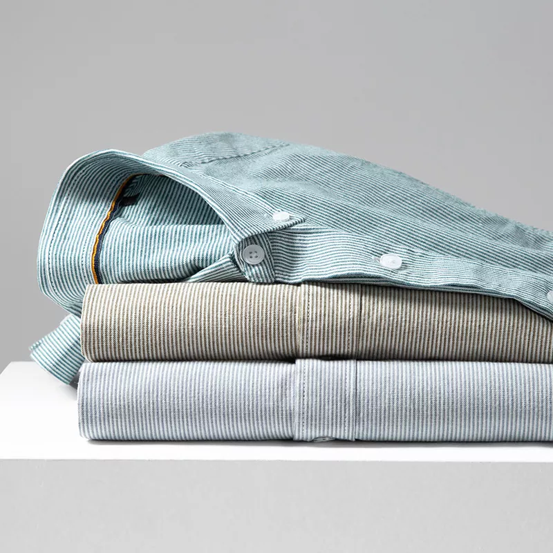 Chemise à manches longues rayée pour hommes, nouvelle collection printemps