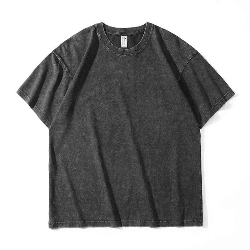 T-shirt ample à manches courtes pour hommes, délavé et vieilli