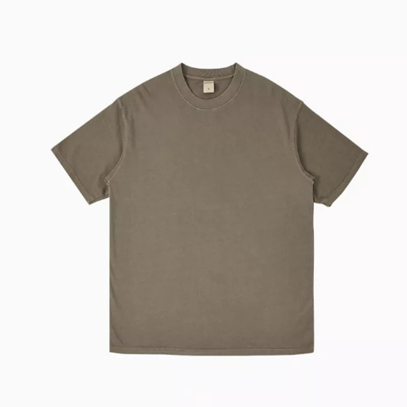T-shirt à manches courtes en pur coton usé et délavé pour hommes